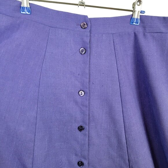 Vintage 70s Midi Skirt Women Plus Size 16 Purple Button Front A-line Formal Fall - Picture 12 of 14